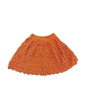 moulinette soeurs Anthropologie Crochet skirt heavy & beautiful burnt orange 10